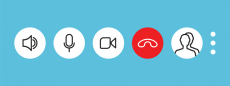 Video conference setting icons (volume, mute, video)